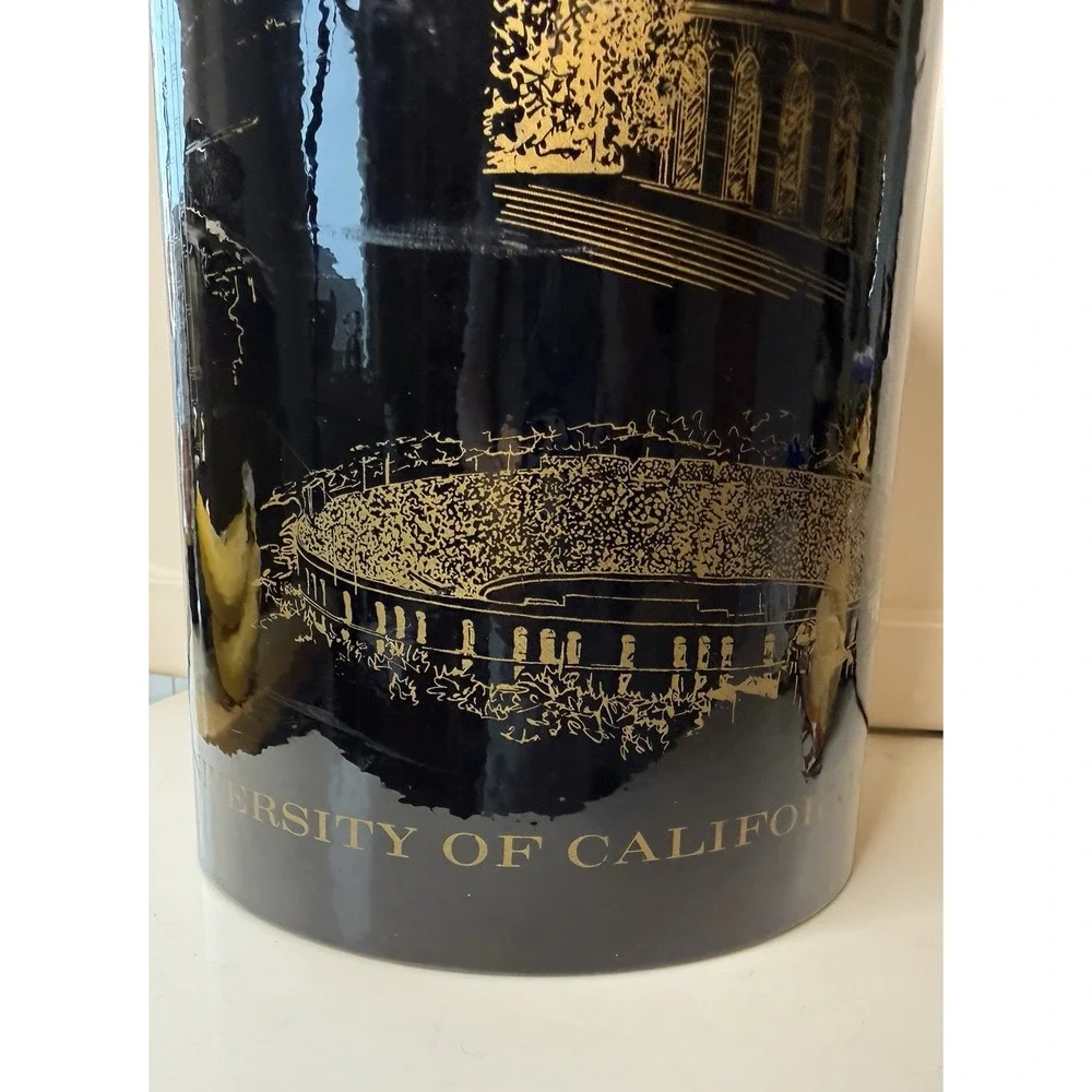 Vintage University of California UC Berkeley Ice Bucket Black Gold MCM Barware